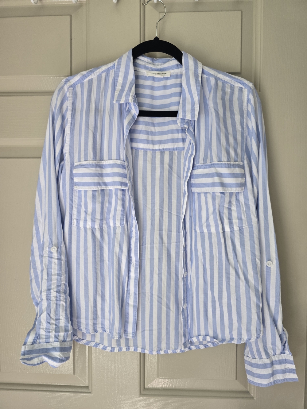 Light Blue & White Vertical Stripe Button-Down Shirt